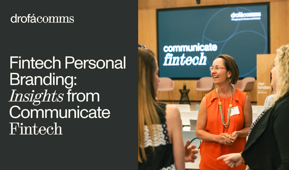 Communicate Fintech launch event at Rise by Barclays — fintech personal branding discussion
