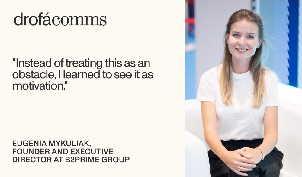 Eugenia Mykuliak, Founder of B2PRIME Group, representing women in institutional finance in the Women Leading the Way series