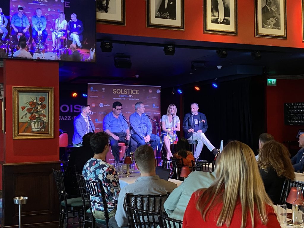 Panel discussion at Crypto AM Solstice 5th Birthday Party on crypto adoption and UK regulations