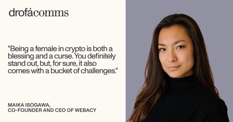 Maika Isogawa, co-founder and CEO of Webacy, featured in the Women Leading the Way interview series by Drofa Comms