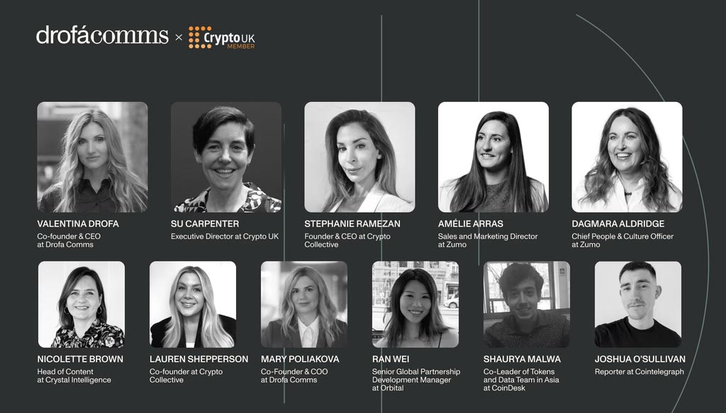 Drofa Comms and CryptoUK representatives at the launch of the CryptoEdu crypto literacy initiative in the UK