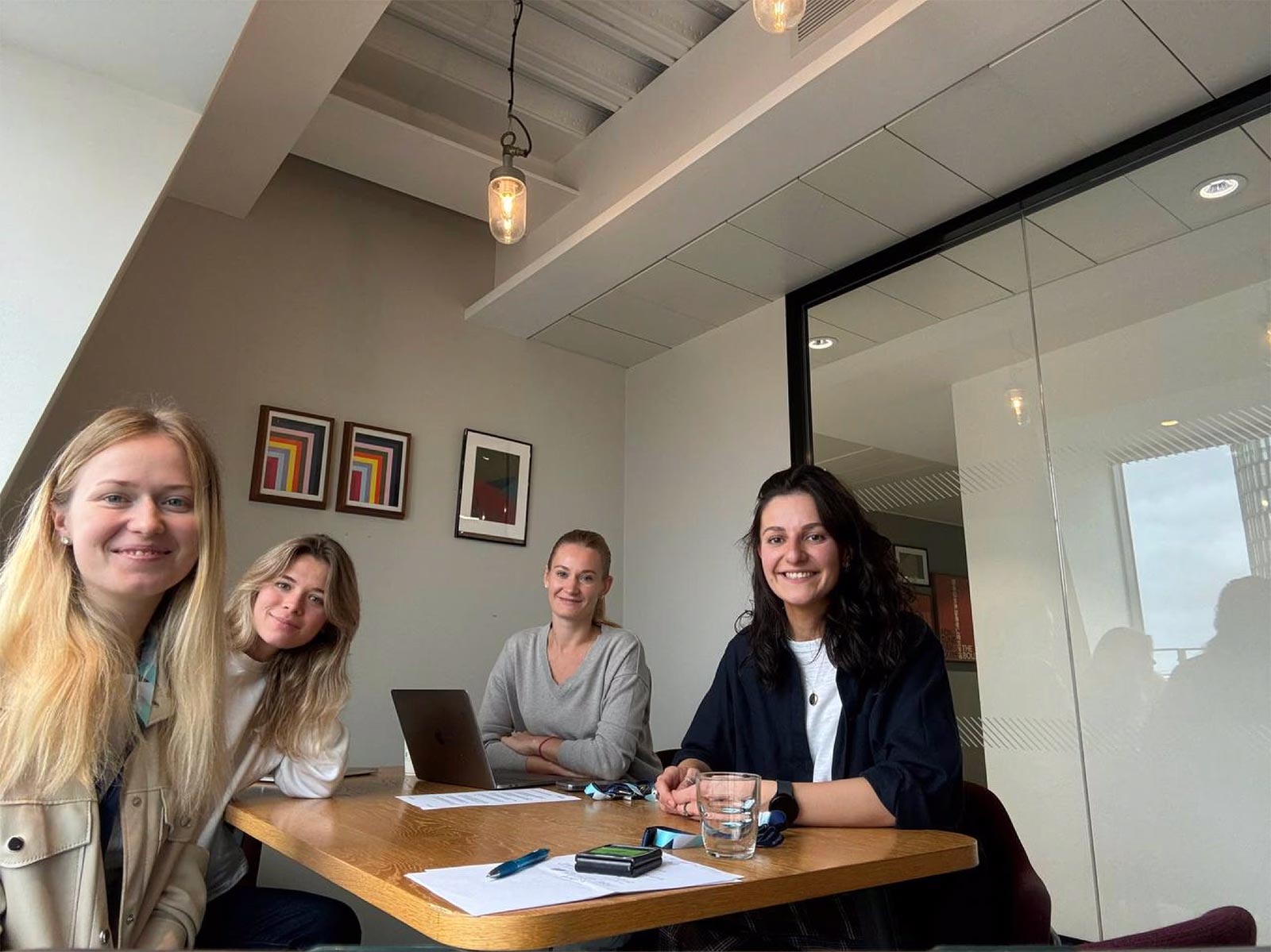Drofa Comms team conducting a fintech PR consultation at Rise community hub