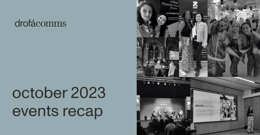 Drofa Comms team at fintech events in October 2023