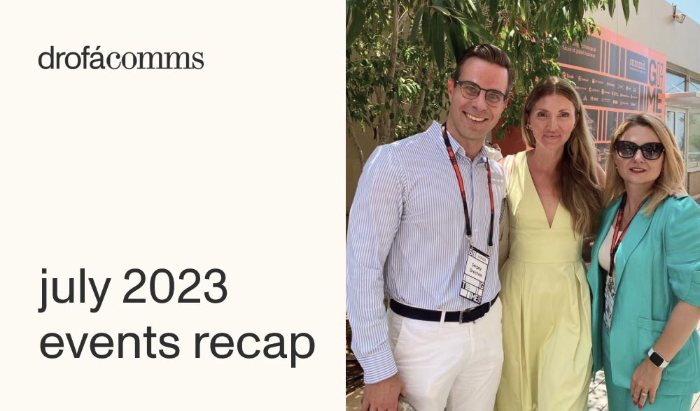Drofa Comms team at FinTech events in July 2023