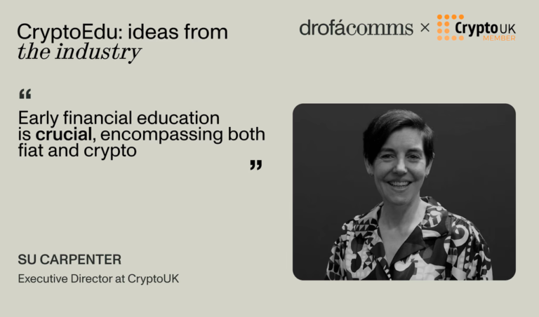 Su Carpenter, Executive Director at CryptoUK — the UK's leading crypto trade association — sharing her views on financial education in the CryptoEdu magazine