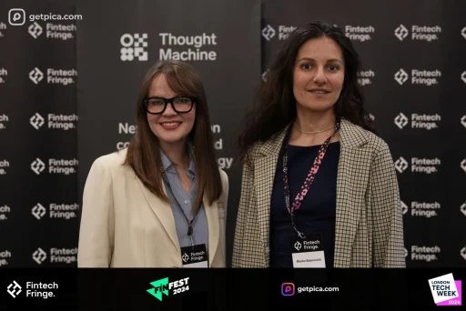 Masha Balanovich and Julia Benimetskaia at the Fintech Fringe Festival 2024